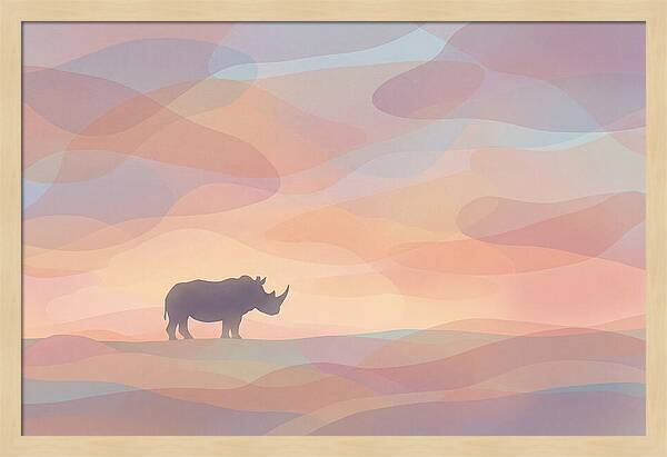 Rhino Silhouette Against Orange Sky