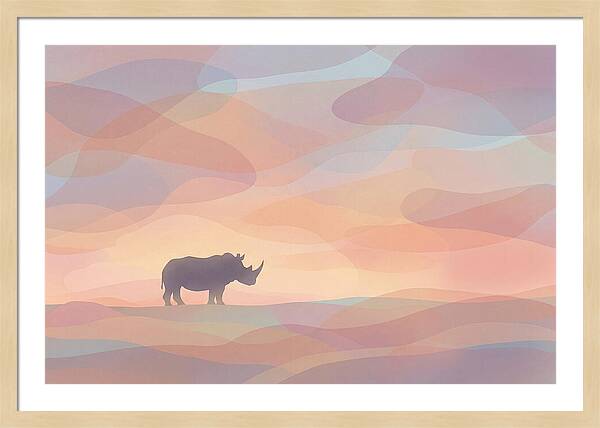 Rhino Silhouette Against Orange Sky