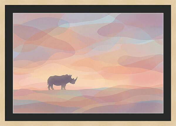 Rhino Silhouette Against Orange Sky