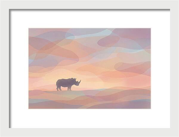 Rhino Silhouette Against Orange Sky