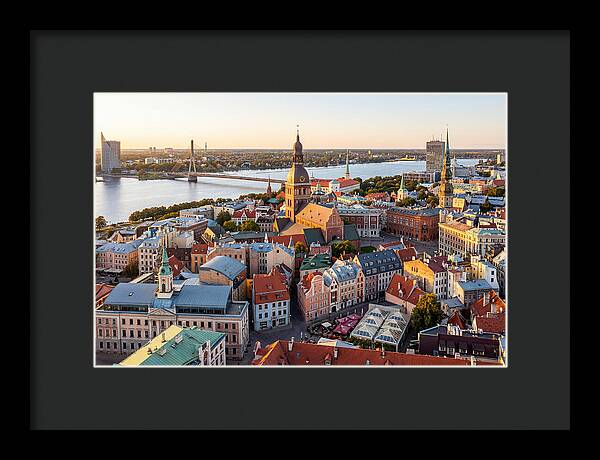 Riga Old Town Skyline At Sunset