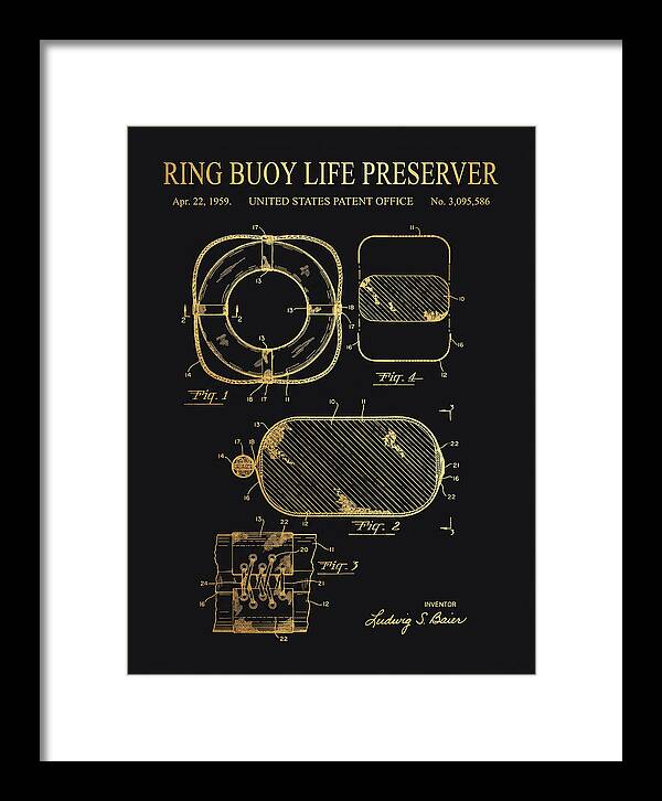 Ring Buoy Life Preserver Gold Patent Us3095586a