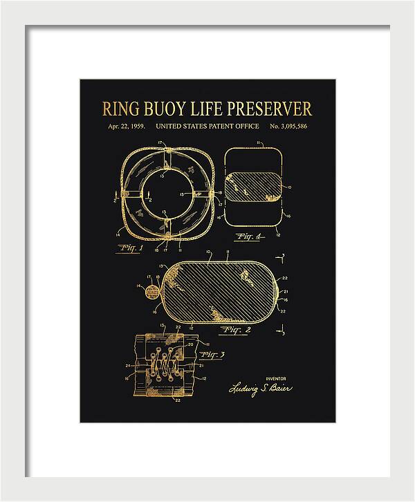 Ring Buoy Life Preserver Gold Patent Us3095586a
