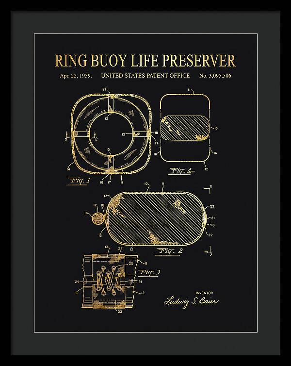 Ring Buoy Life Preserver Gold Patent Us3095586a