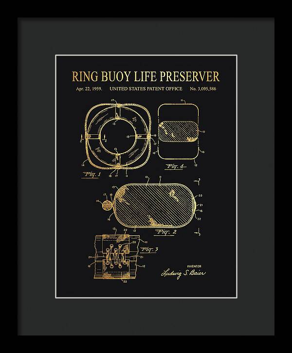 Ring Buoy Life Preserver Gold Patent Us3095586a