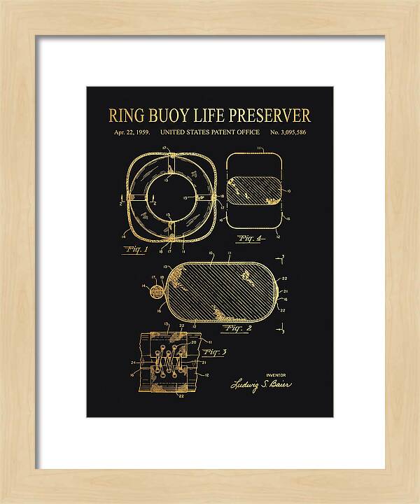 Ring Buoy Life Preserver Gold Patent Us3095586a