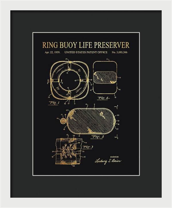 Ring Buoy Life Preserver Gold Patent Us3095586a