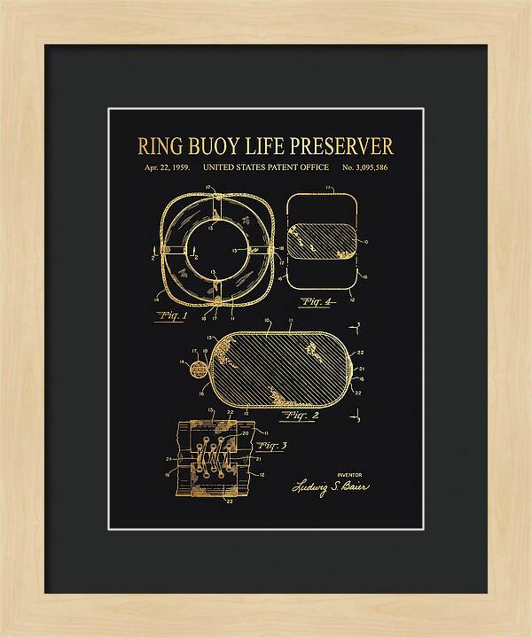 Ring Buoy Life Preserver Gold Patent Us3095586a