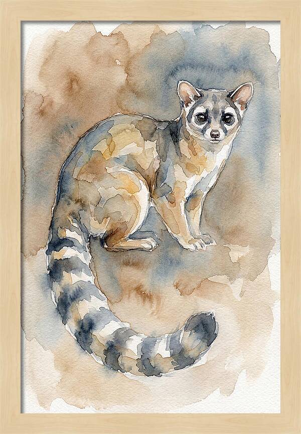 Ringtail Watercolor Portrait