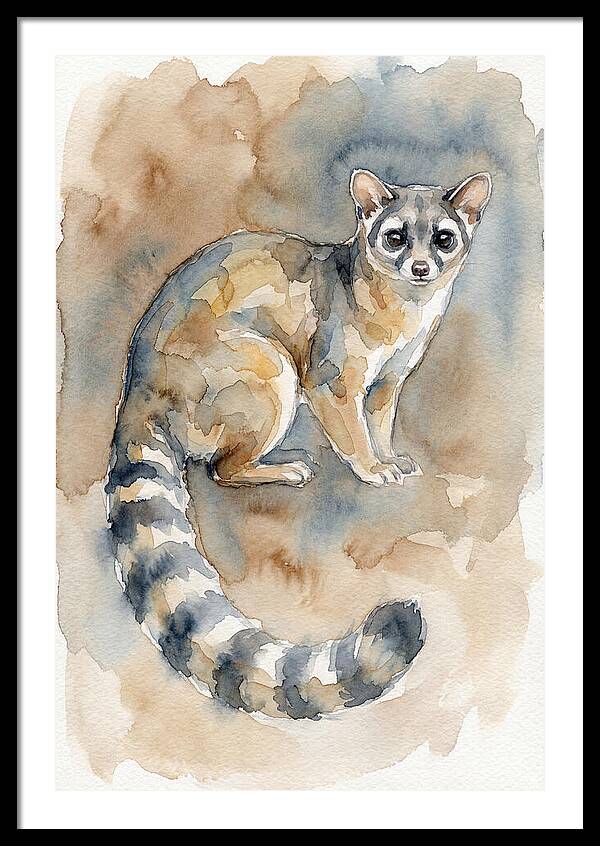 Ringtail Watercolor Portrait