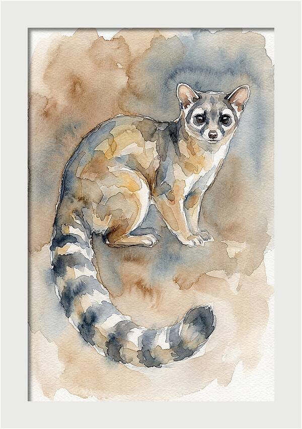 Ringtail Watercolor Portrait