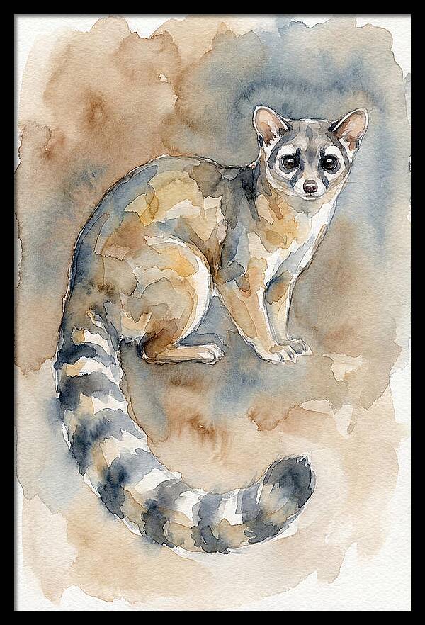 Ringtail Watercolor Portrait