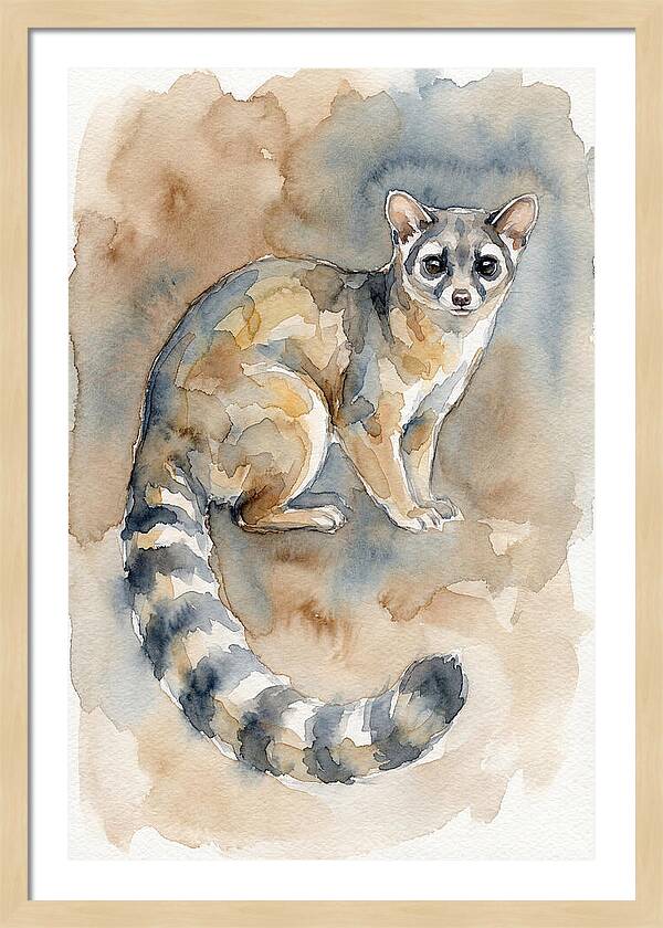 Ringtail Watercolor Portrait