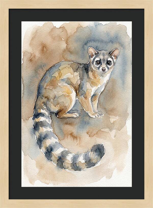 Ringtail Watercolor Portrait