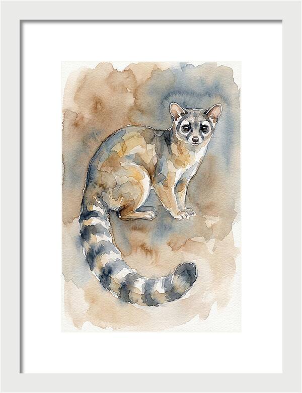 Ringtail Watercolor Portrait