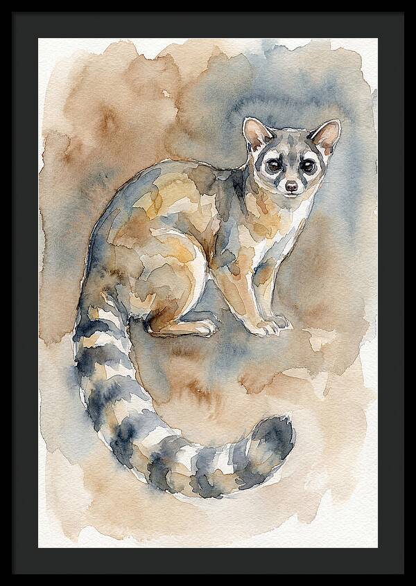 Ringtail Watercolor Portrait