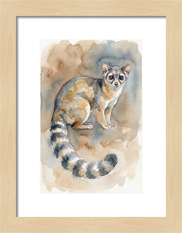 Ringtail Watercolor Portrait