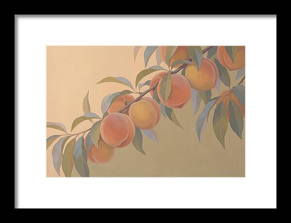 Ripe Peaches On Branch