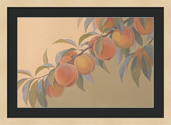 Ripe Peaches On Branch