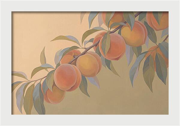 Ripe Peaches On Branch