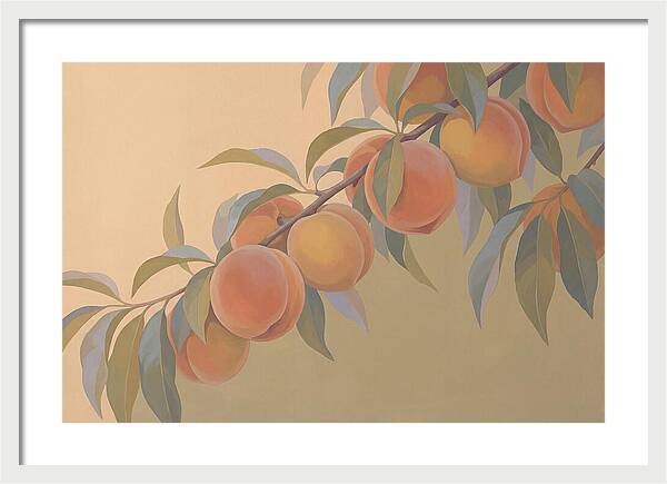 Ripe Peaches On Branch