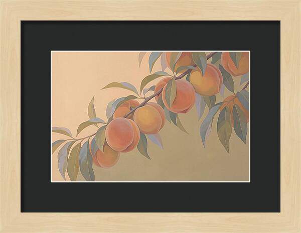 Ripe Peaches On Branch