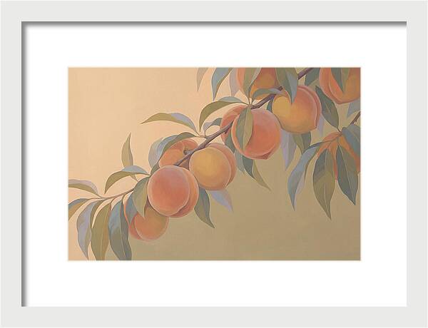 Ripe Peaches On Branch