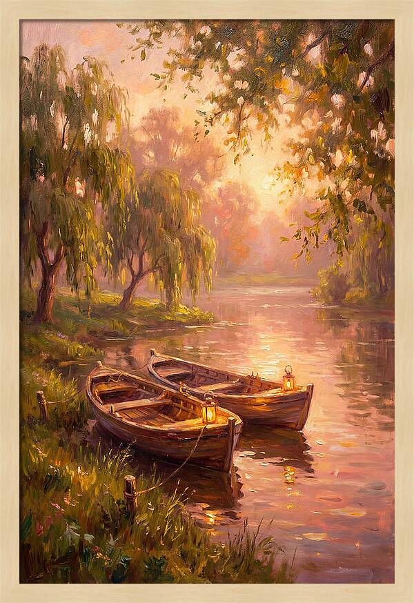 River Boats At Dusk