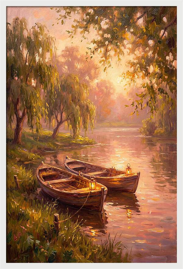 River Boats At Dusk