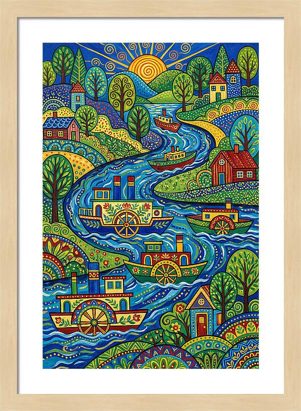 River Boats On A Colorful Stream