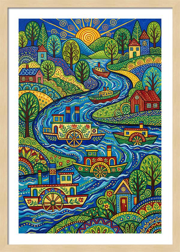 River Boats On A Colorful Stream