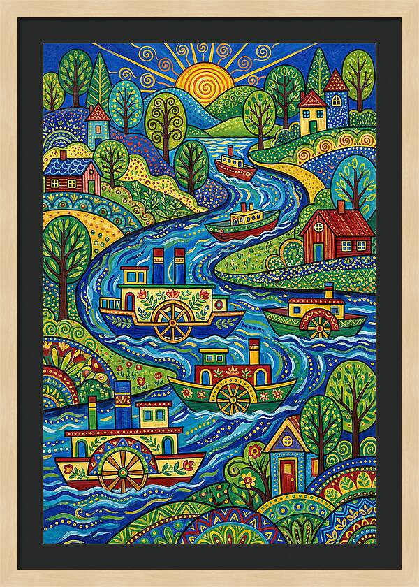 River Boats On A Colorful Stream