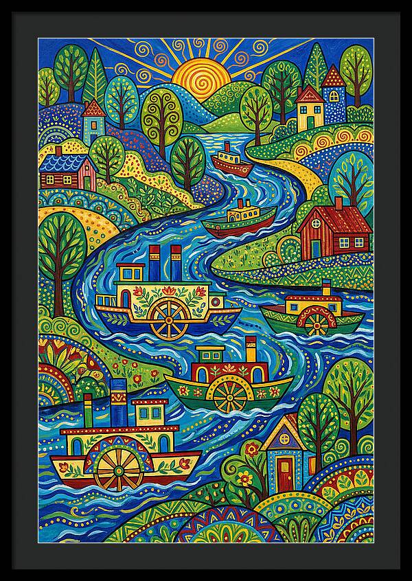 River Boats On A Colorful Stream