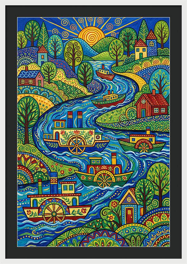 River Boats On A Colorful Stream