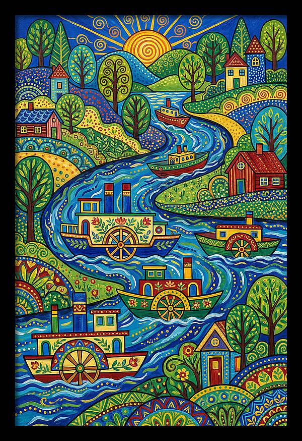 River Boats On A Colorful Stream
