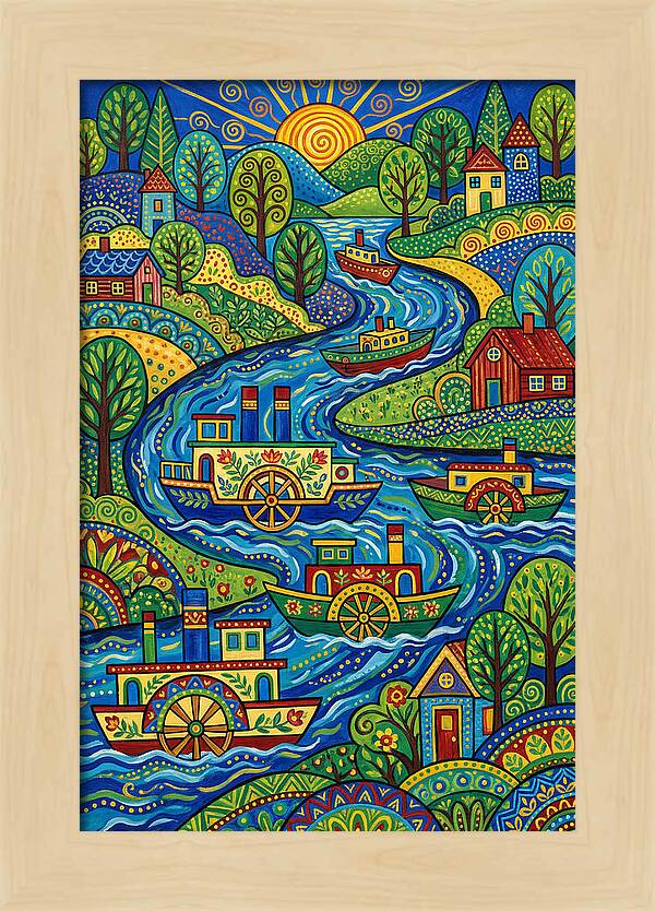 River Boats On A Colorful Stream