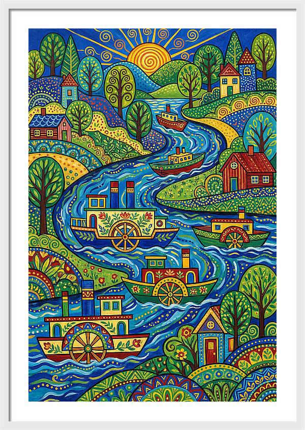 River Boats On A Colorful Stream