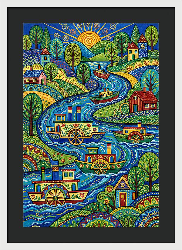 River Boats On A Colorful Stream