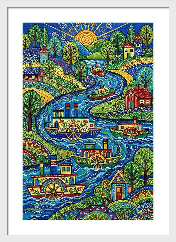 River Boats On A Colorful Stream