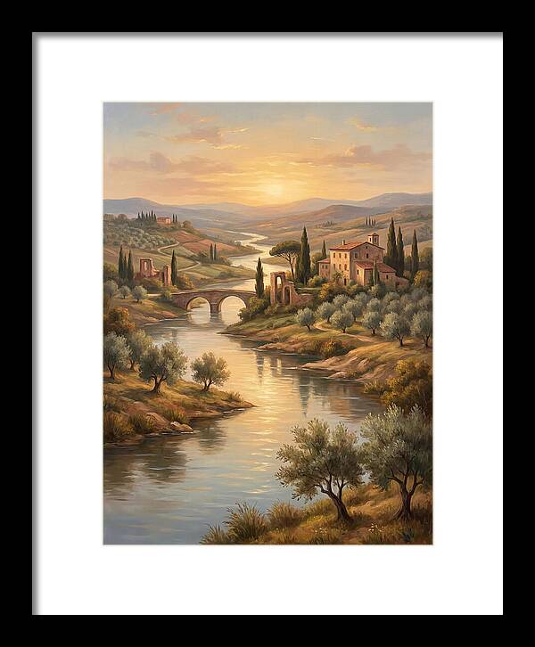 River Landscape At Sunset