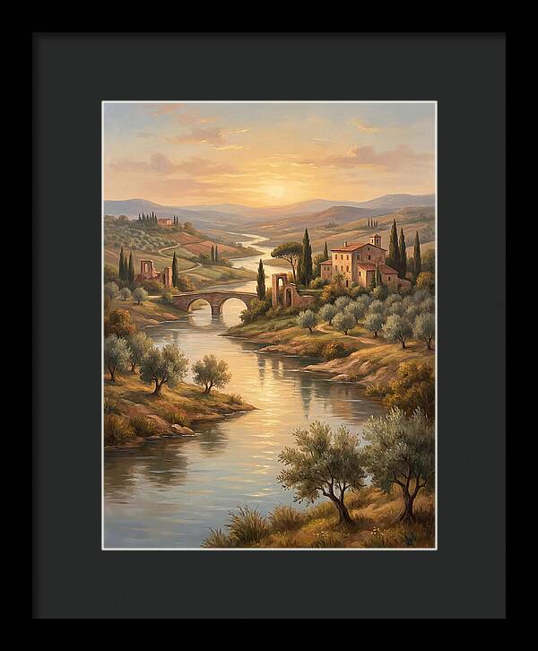 River Landscape At Sunset