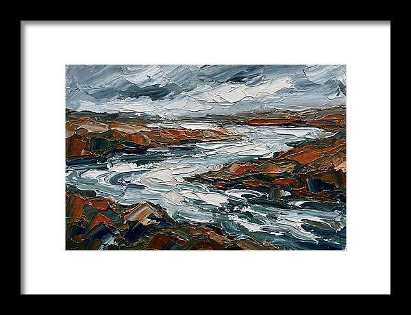 River Landscape In Palette Knife Style