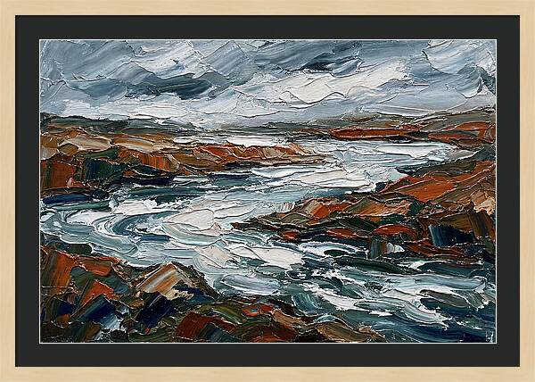 River Landscape In Palette Knife Style