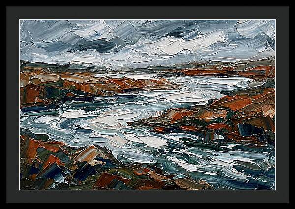 River Landscape In Palette Knife Style