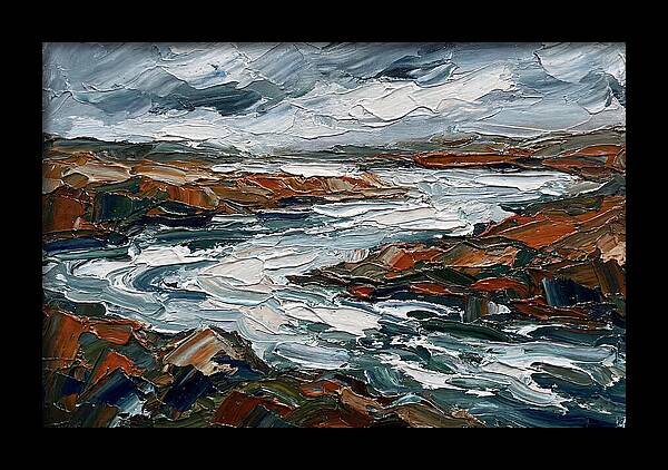 River Landscape In Palette Knife Style
