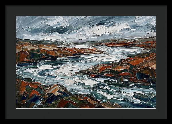 River Landscape In Palette Knife Style
