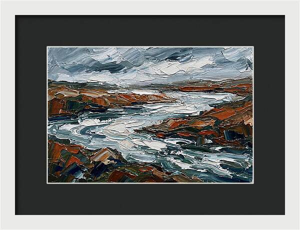 River Landscape In Palette Knife Style