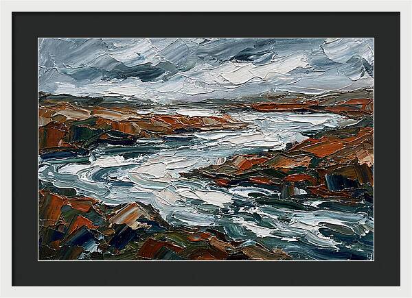 River Landscape In Palette Knife Style