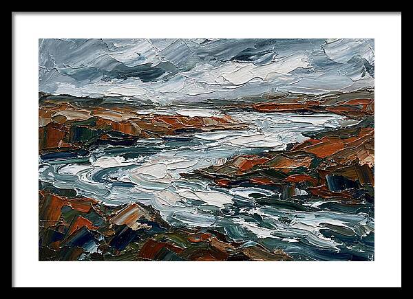 River Landscape In Palette Knife Style