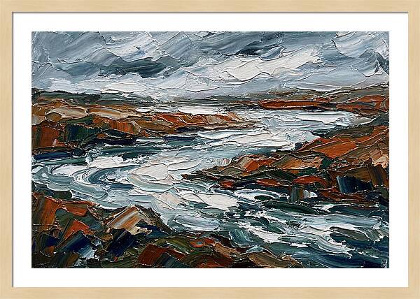River Landscape In Palette Knife Style